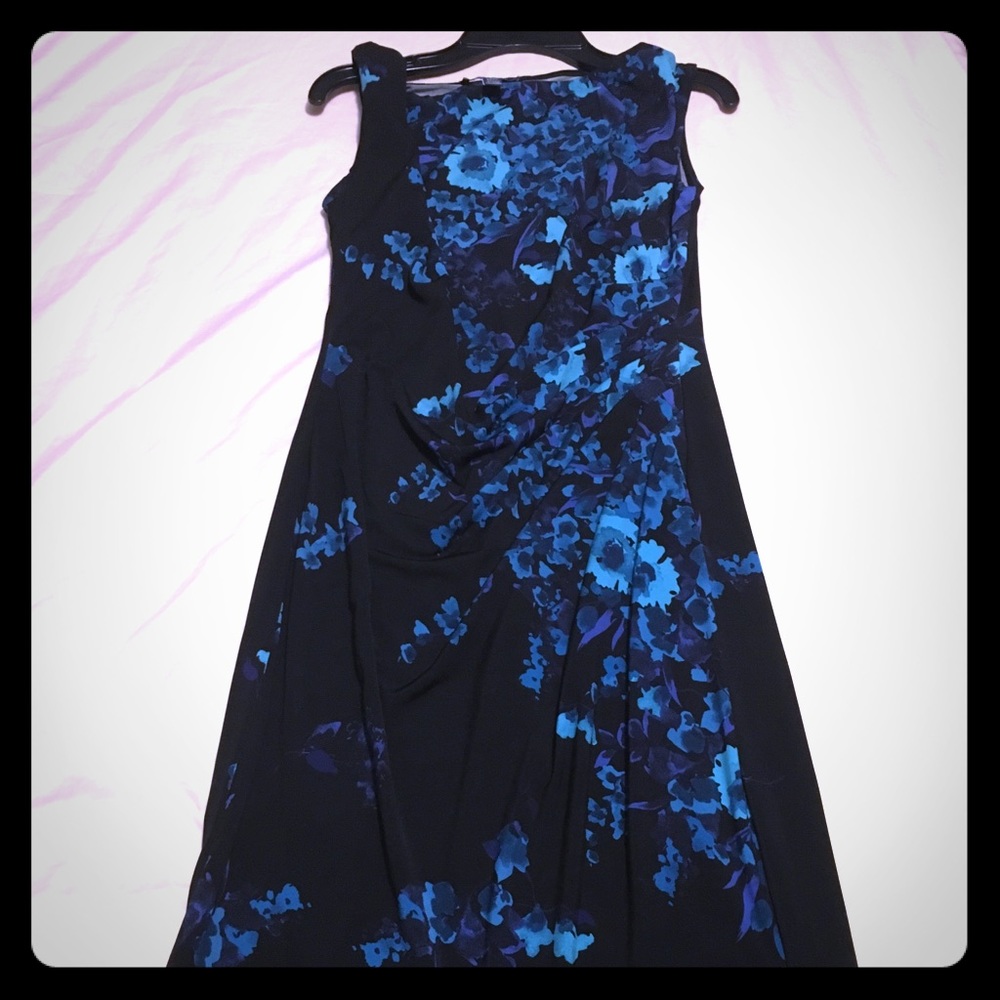 Floral print midi evening dress